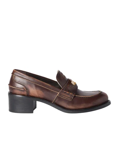 MIU MIU DECÒ CALF LEATHER LOAFERS