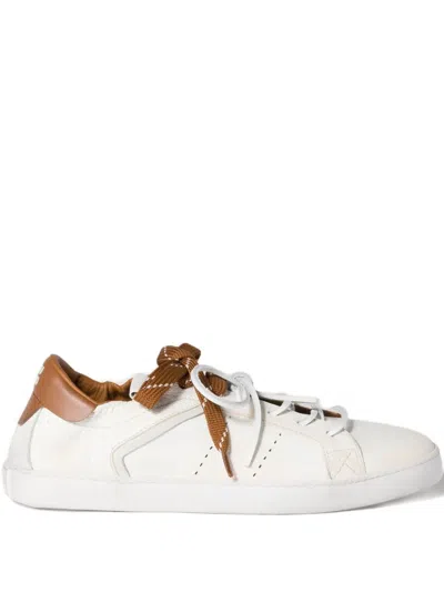 Miu Miu Deco' Leather Sneakers In White