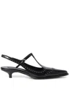 Miu Miu Leather Slingback Pumps In Black  