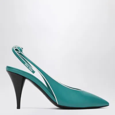 Miu Miu Décolleté Slingback In Nappa Color Pavone In Multicolor