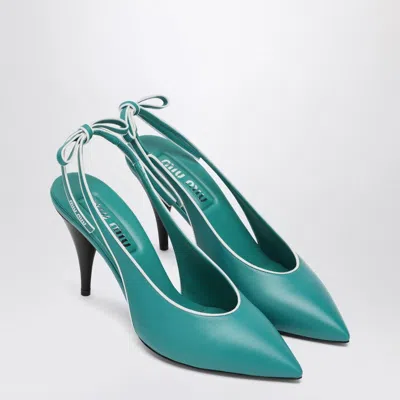 Miu Miu Décolleté Slingback In Nappa Color Pavone Women