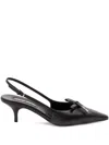 Miu Miu Chic Leather Kitten Heel Pumps With Buckle In Animal Print
