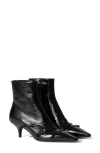 Miu Miu Leather Buckle Trio Ankle Booties In Nero