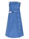 Miu Miu Deconstructed Mini Dress Dresses Light Blue In Blue