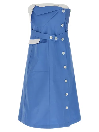 Miu Miu Deconstructed Mini Dress Dresses Light Blue
