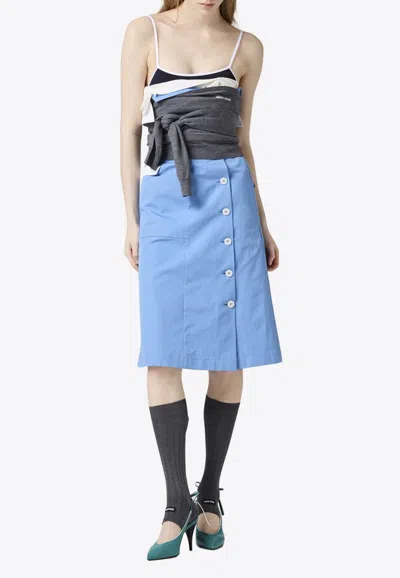 Miu Miu Deconstructed Poplin Dress In Blue