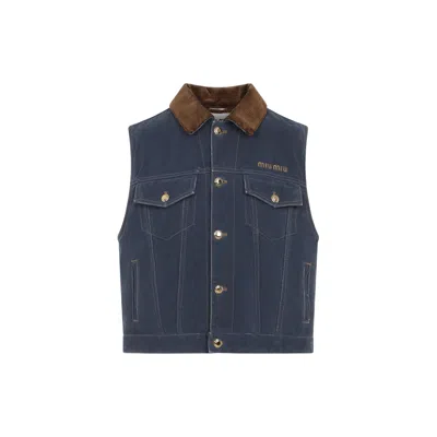 MIU MIU MIU MIU DENIJM FLOCK JACKET