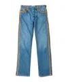 Miu Miu Denim And Leather Jeans In Blue