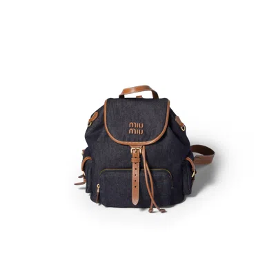 Miu Miu Denim Backpack In Multi