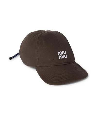 Miu Miu Denim Baseball Cap, 22.83 In Brown