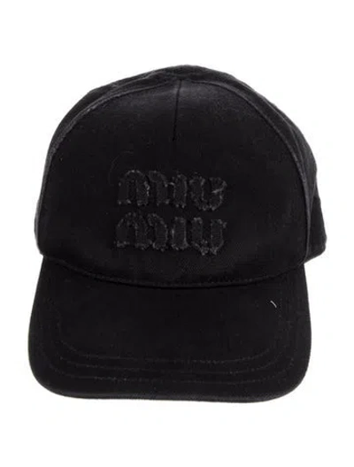 Pre-owned Miu Miu Denim Baseball Cap In Black