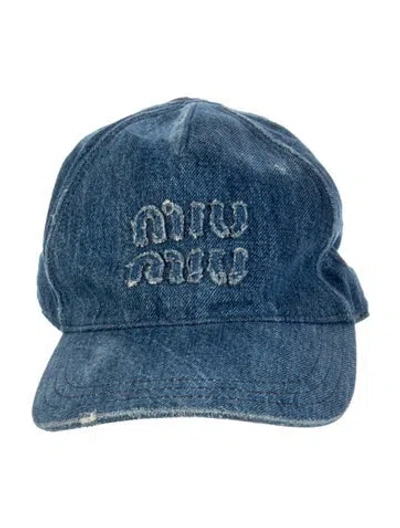 Pre-owned Miu Miu Denim Baseball Cap In Blue