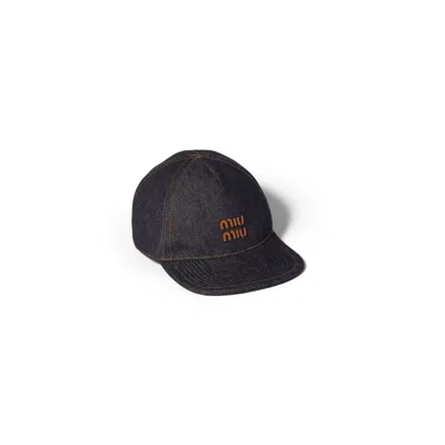 Miu Miu Denim Baseball Cap In Blue/brandy