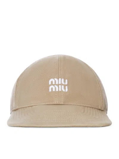 Miu Miu Denim Baseball Cap In Neutral