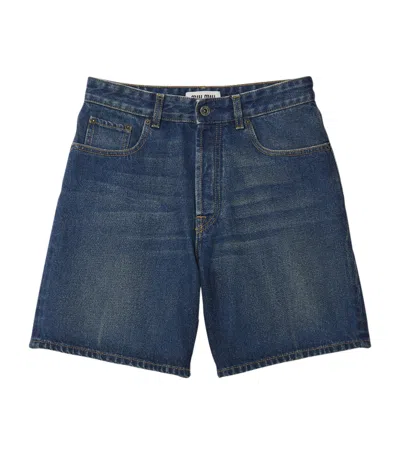 Miu Miu Denim Bermuda Shorts In Blue