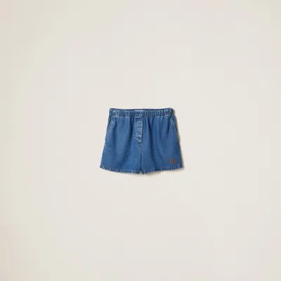 Miu Miu Denim Bermudas In Navy