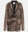 Miu Miu Marbleized Denim Jacket In Nero