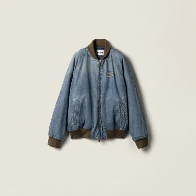 Miu Miu Denim Blouson Jacket In Blue
