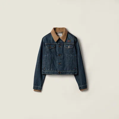 Miu Miu Denim Blouson Jacket In Blue