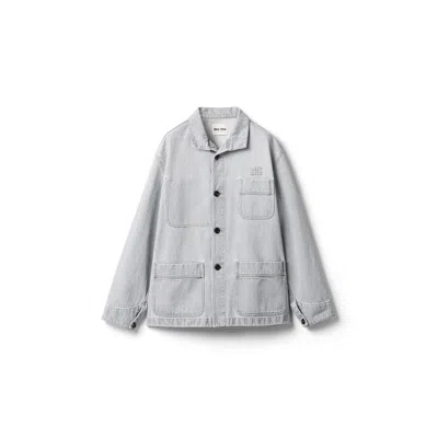 Miu Miu Denim Blouson Jacket In Gray