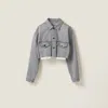 Miu Miu Cropped Denim Jacket In Grey