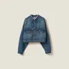 Miu Miu Denim Blouson Jacket In Navy