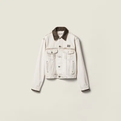 Miu Miu Denim Blouson Jacket In White