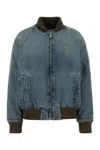 Miu Miu Denim Bomber Jacket In Blue