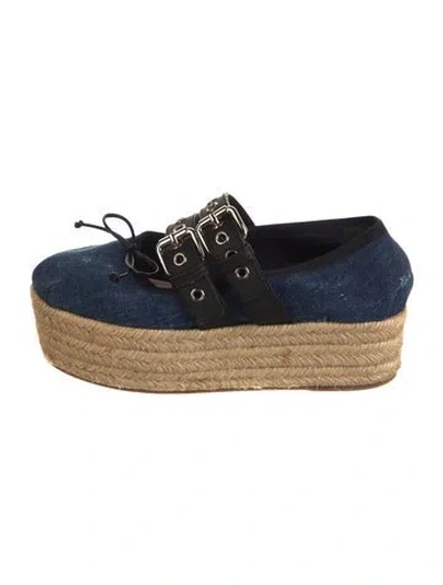 Pre-owned Miu Miu Denim Bow Accents Espadrilles In Blue