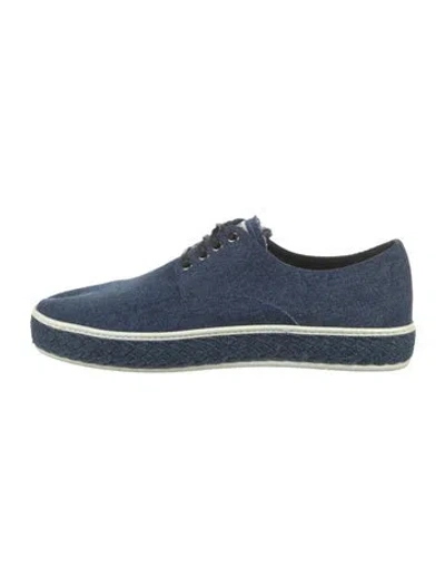 Pre-owned Miu Miu Denim Braided Accents Espadrilles In Blue