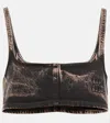 Miu Miu Denim Bralette Top In Nero