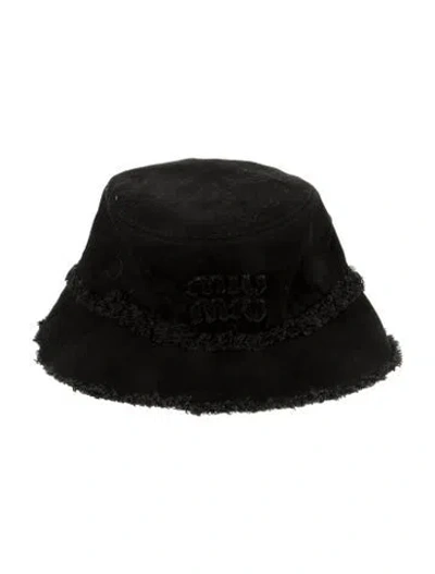 Pre-owned Miu Miu Denim Bucket Hat In Black