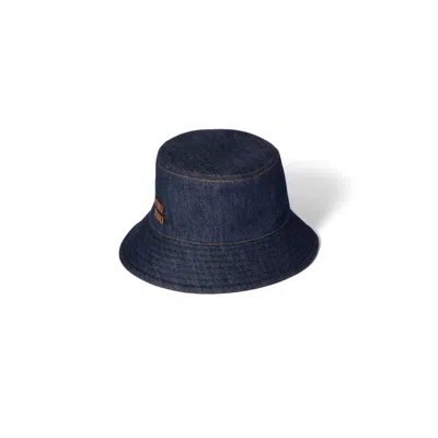 Miu Miu Denim Bucket Hat In Blue/brandy