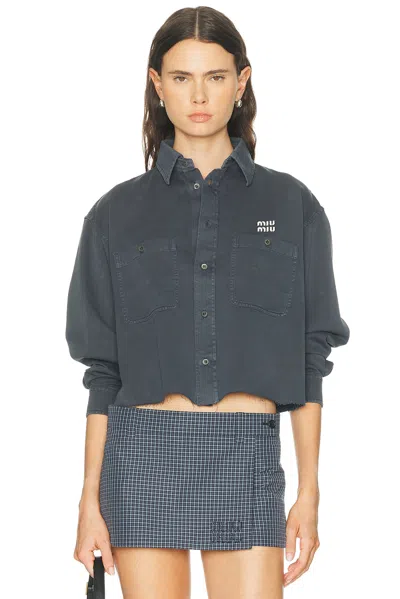 Miu Miu Denim Button Down Top In Blue