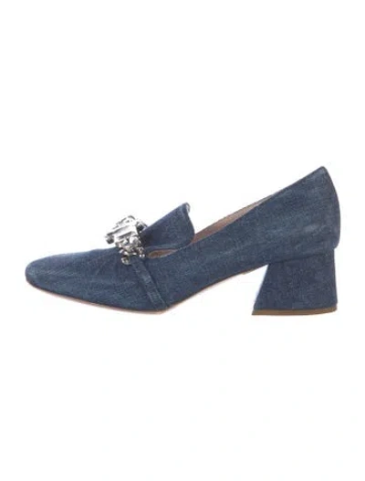 Pre-owned Miu Miu Denim Chain-link Accents Pumps In Blue