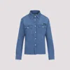 Miu Miu Logo Long-sleeved Shirt In Denim