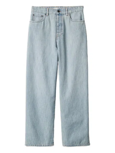 Miu Miu Denim Chambry Trousers In Blue