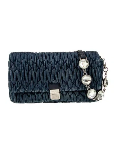 Pre-owned Miu Miu Denim Clutch In Blue