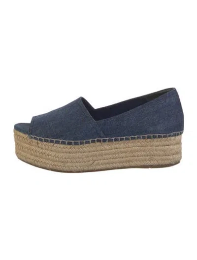 Pre-owned Miu Miu Denim Colorblock Pattern Espadrilles In Blue
