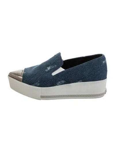 Pre-owned Miu Miu Denim Colorblock Pattern Sneakers In Blue
