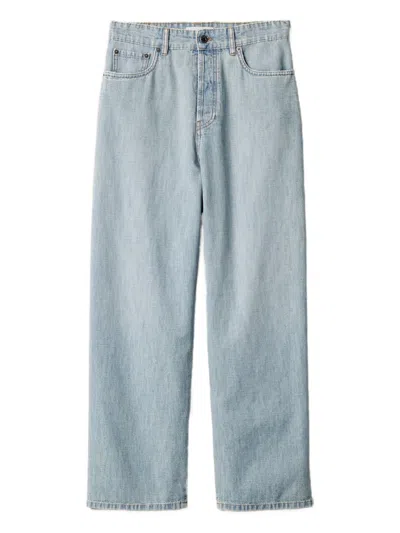 Miu Miu Denim Cotton Trousers In Blue