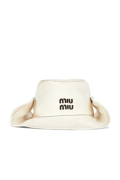 Miu Miu Hat With Logo And Detail In Neutral