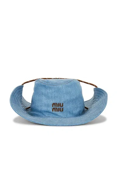 Miu Miu Denim Cowboy Hat In Blu & Brandy
