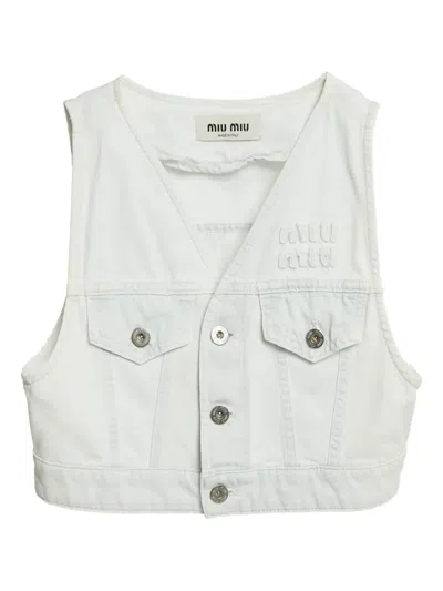 Pre-owned Miu Miu Denim Cropped Vest