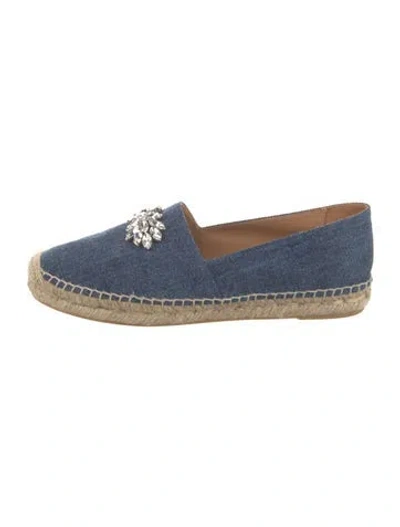 Pre-owned Miu Miu Denim Crystal Embellishments Espadrille Sneakers In Blue