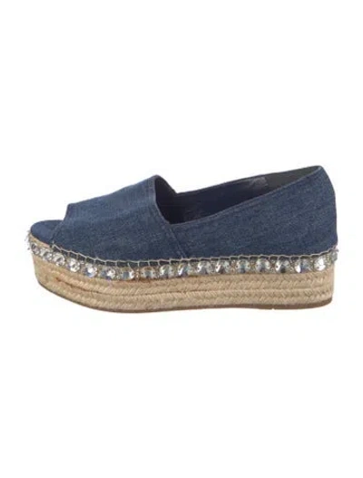 Pre-owned Miu Miu Denim Crystal Embellishments Espadrilles