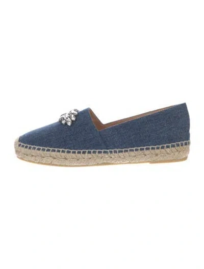 Pre-owned Miu Miu Denim Crystal Embellishments Espadrilles