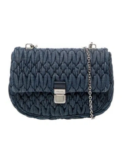 Pre-owned Miu Miu Denim Denim Matelasse Crystal In Blue