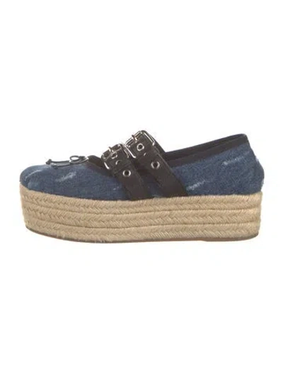Pre-owned Miu Miu Denim Distressed Accents Espadrilles In Black/blue