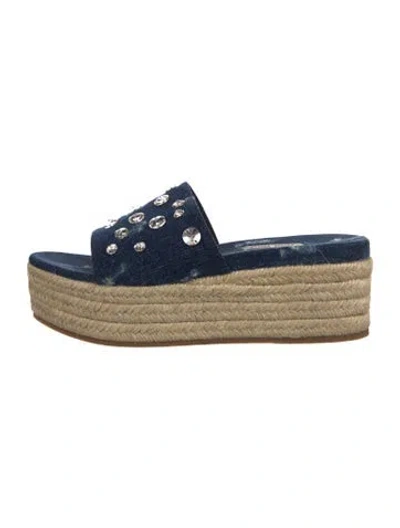 Pre-owned Miu Miu Denim Distressed Accents Espadrilles In Blue